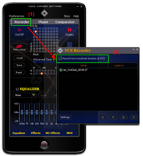 Fig 1: Voice Changer Software Basic - Recorder